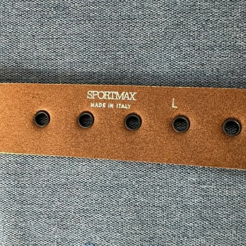 Sportmax by Max Mara Made in Italy‎ Mustard Suede Pom Pom Tassel Grommet Belt